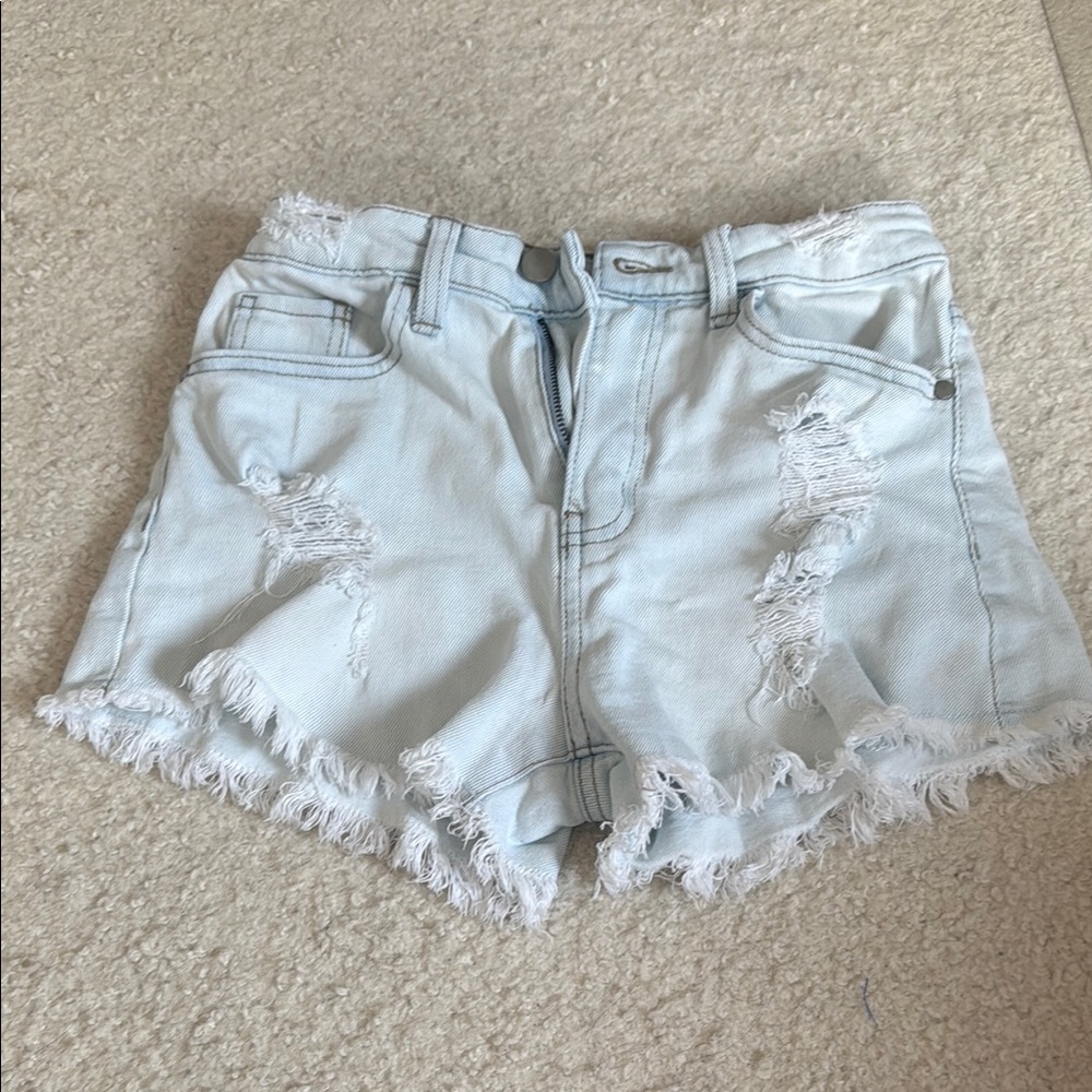 Love Fire Blue Jean Shorts Distressed High-Waisted